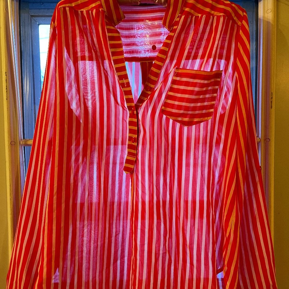 Modcloth Striped Red/White Blouse